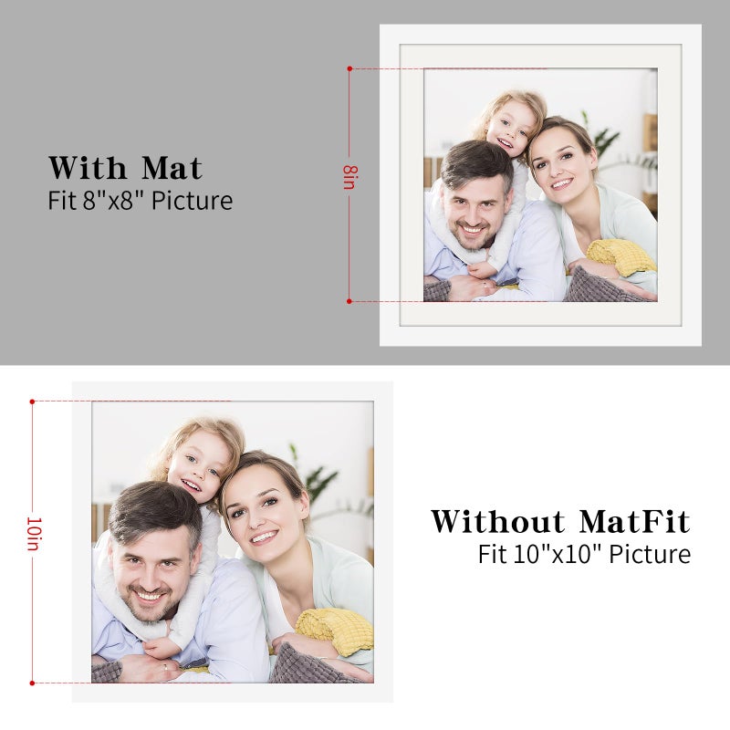 WUTL Picture Frames 10x10 2 Pack Made of Solid Wood White for Wall Mounting and Tabletop Display - Image 3